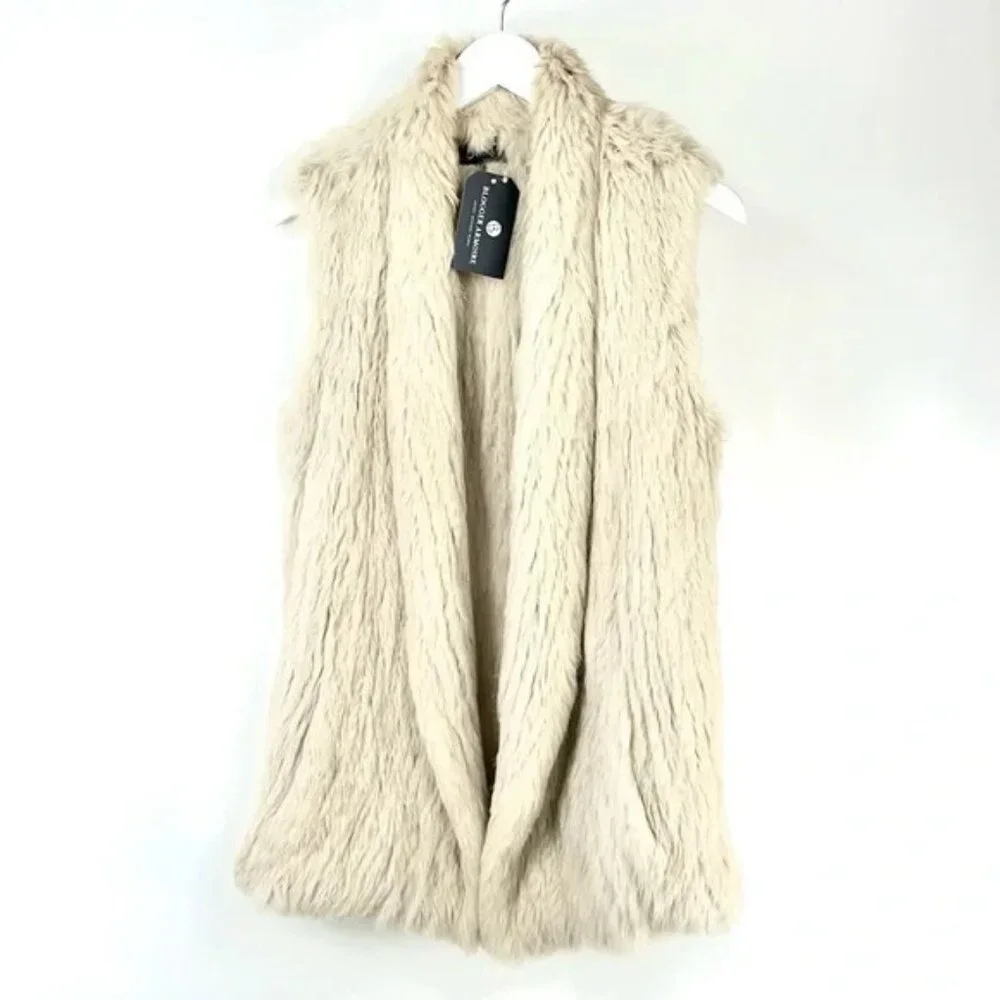 June Putty Rabbit Fur Open-Front Vest - Picture 1 of 7